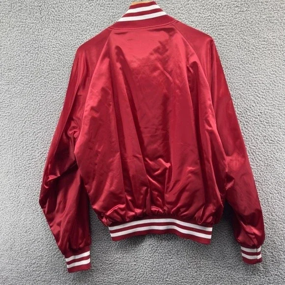 Ohio State Buckeyes Jacket Mens XL Red Satin Snap Bomber NCAA College Football